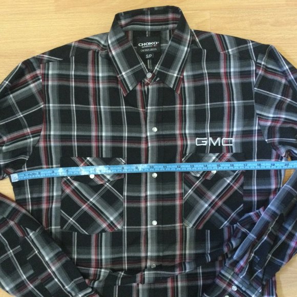 Choko Plaid Pearl Snap Shirt Chevy Trucks 40in GMC - Picture 3 of 7